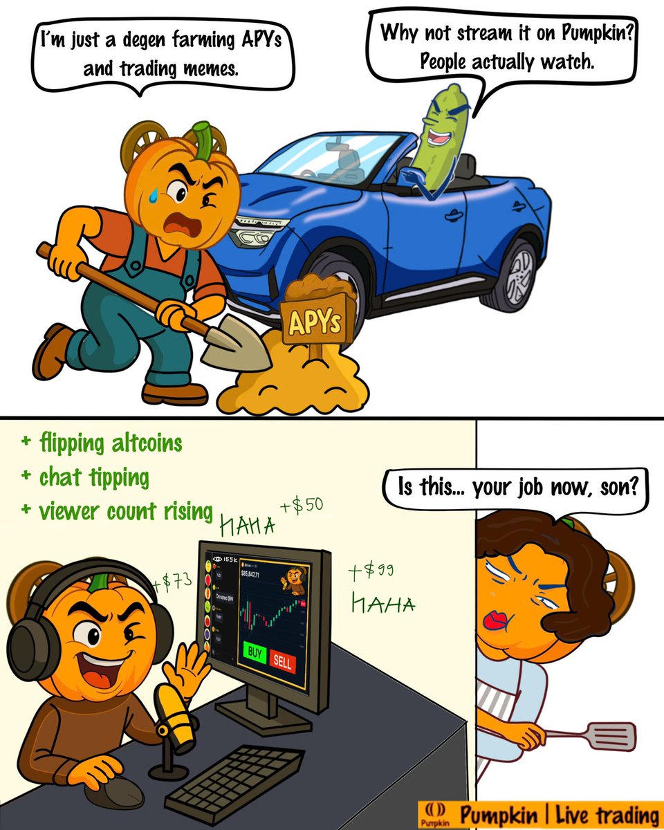 Pumpkin_global's tweet photo. “Your job now, son?”
Yeah. I go live, trade crypto, earn real money, and grow my reputation.
It’s called being a Pumpkin trader. 🎃
https://t.co/h1Ut73F2kC https://t.co/NQ1Rirvazn