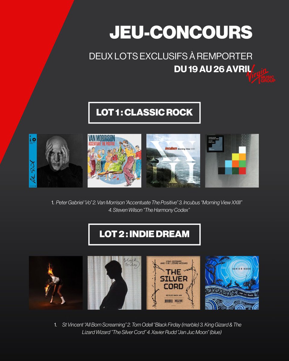 Tu as manqué le #disquaireday ? Pas de panique, Virgin Music France t’offre la possibilité de dénicher quelques pépites pour compléter ta collection de vinyles ! ❤️‍🔥

RDV sur notre page Instagram pour participer ! ⚡️

instagram.com/p/DIoBsitMllG/…