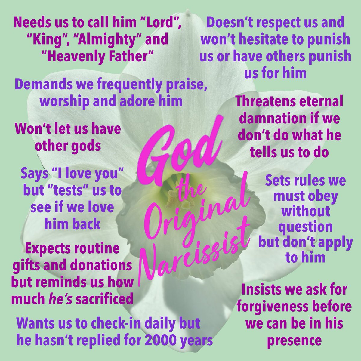 XXXScottIrish's tweet photo. @Dumfukdetector So idiots will have something to say when they pray to him. He demands obedience, supplication, and praise. Allowing school shootings only confirms his narcissistic traits—idiots willingly get manipulated by sociopaths everywhere all the time. After all, he made us in his image. https://t.co/qOFQmCvpdF