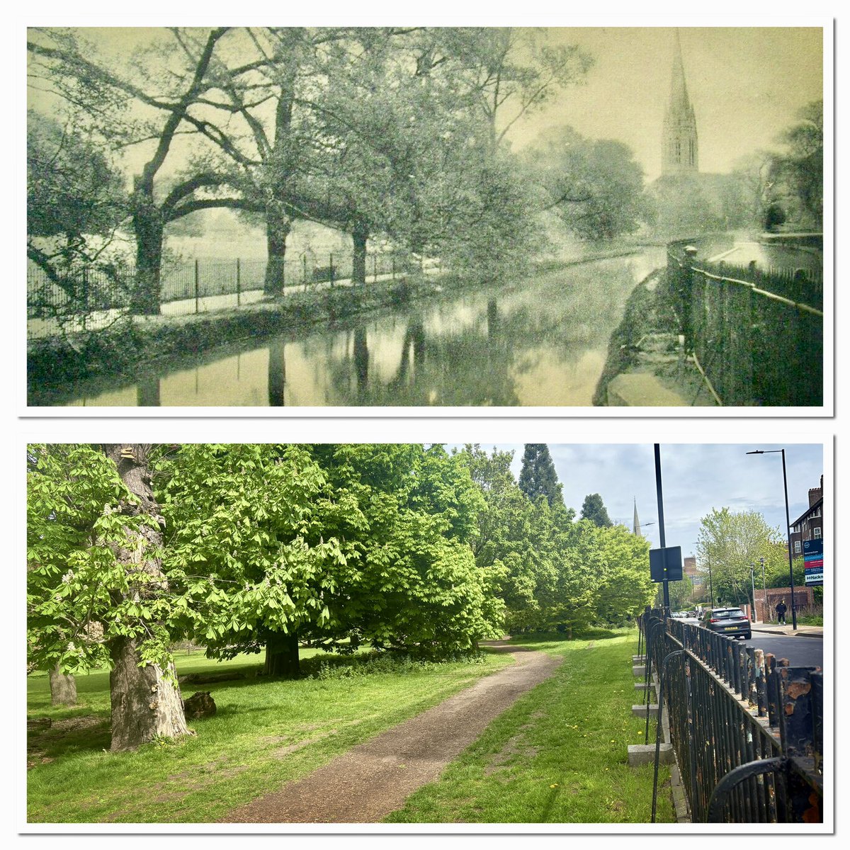 Then &amp; Now: The New River, a man-made aqueduct that opened in 1613 to bring drinking water from Hertfordshire to London, was a feature of Church Street until 1958, when this section in Clissold Park was drained following the shortening of the New River. 

It originally ended at