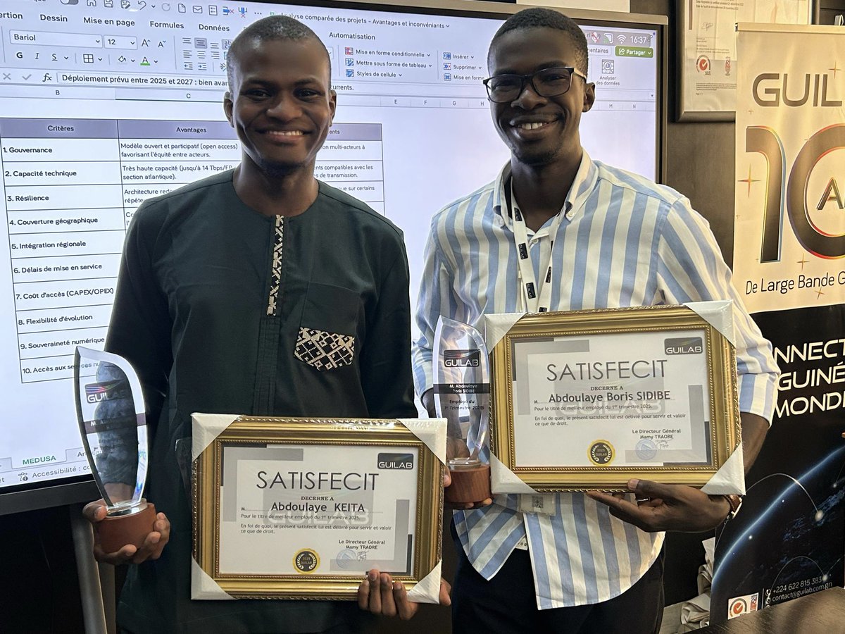 GuilabGN's tweet image. 𝐋𝐚 𝐆𝐔𝐈𝐋𝐀𝐁 𝐭𝐢𝐞𝐧𝐭 𝐬𝐨𝐧 𝐩𝐫𝐞𝐦𝐢𝐞𝐫 𝐒𝐭𝐚𝐟𝐟 𝐌𝐞𝐞𝐭𝐢𝐧𝐠 𝐝𝐞 𝐥’𝐚𝐧𝐧𝐞́𝐞 𝟐𝟎𝟐𝟓

𝐂𝐨𝐧𝐚𝐤𝐫𝐲, 𝐥𝐞 𝟏𝟖 𝐚𝐯𝐫𝐢𝐥 𝟐𝟎𝟐𝟓

#guilab
#laguineennedelargebande
#connecterlaguineeetlemonde
#staffmeeting2025
linkedin.com/company/guilab…
facebook.com/share/1AYL3cex…