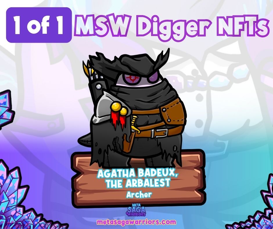 metasagawarrior's tweet photo. 1 of 1 Digger NFT: Agatha Badeux, The Arbalest (ARCHER)

🏹 After serving the Archer Corps, Agatha Badeux took it upon herself to hunt down bandits who plagued the surface and entrance levels.

This 1/1 NFT is a one-of-a-kind digital collectible—truly unique. https://t.co/NcYzxO0ezt