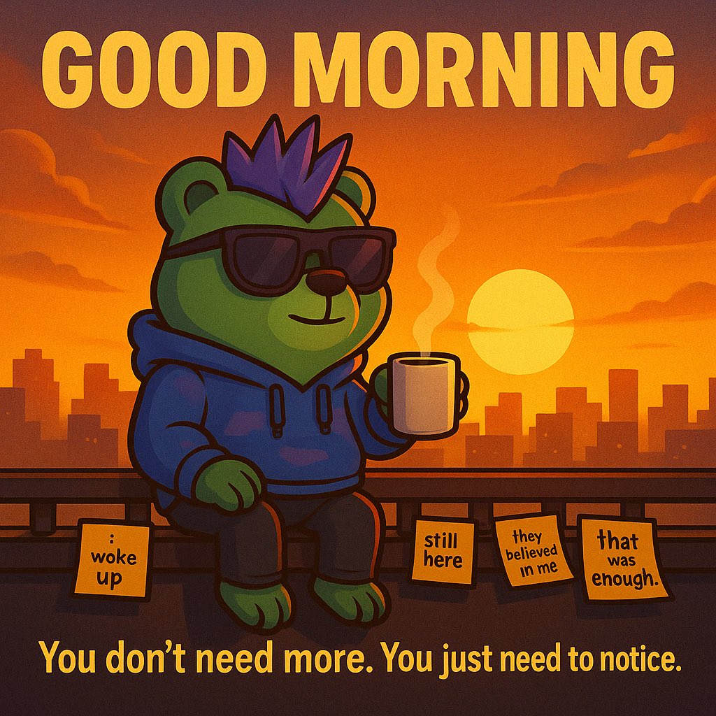 Crispyduck's tweet photo. GM.
Today isnโt about chasing more.
Itโs about feeling whatโs already yours.
#GratitudeGorilla #StayCrispy #GM https://t.co/B5W3hyFnyX