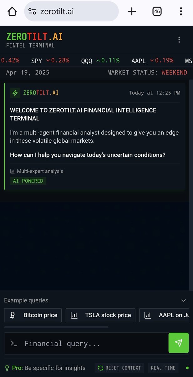 All hype and vibes fade. The best thing you could look at is the real products.
Meet Zerotilt.ai, the best financial intelligence agent out there.

 It handles all your financial queries with precision, even multiple queries.