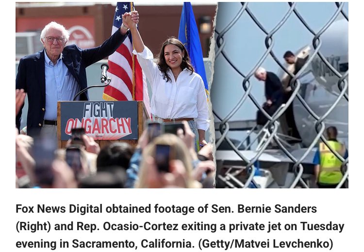 桑德斯与AOC乘坐豪华私人飞机“反寡头”巡回,遭质疑言行不一 - 1