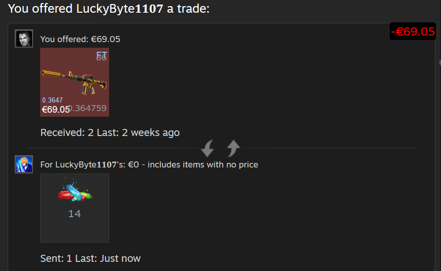 DranzerDJ (@dranzer_dj) on Twitter photo You guys nailed 50 likes EASY! Just sent trade offer for <a href="/luckybyte1107/">LuckyByte1107</a> make sure to enjoy the skin!
More giveaways will follow soon ;) You guys nailed 50 likes EASY! Just sent trade offer for <a href="/luckybyte1107/">LuckyByte1107</a> make sure to enjoy the skin!
More giveaways will follow soon ;)