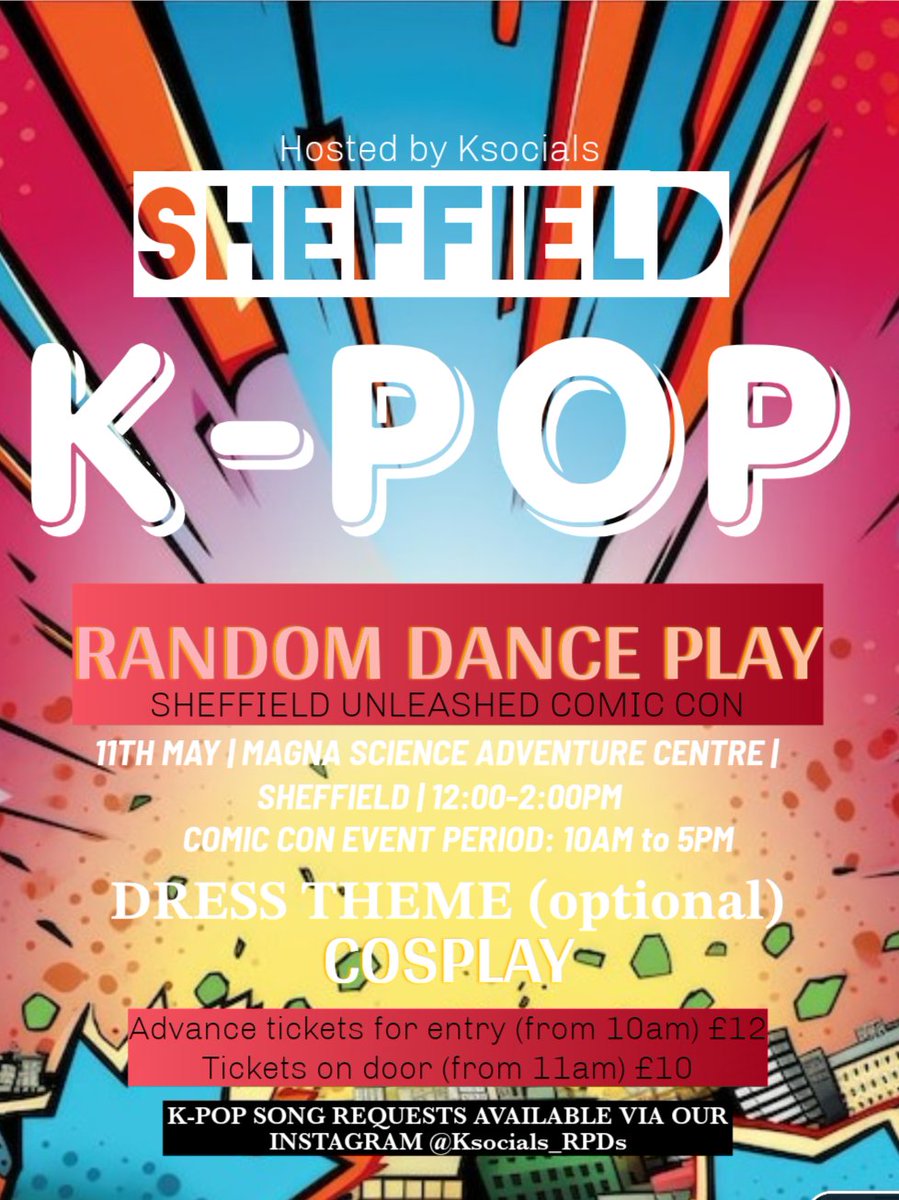Ksocials are hosting a #KPOP Random Dance Party at our #sheffield #ComicCon next month!

Ticket link in bio!

#Dance #cosplay #unleashedevents