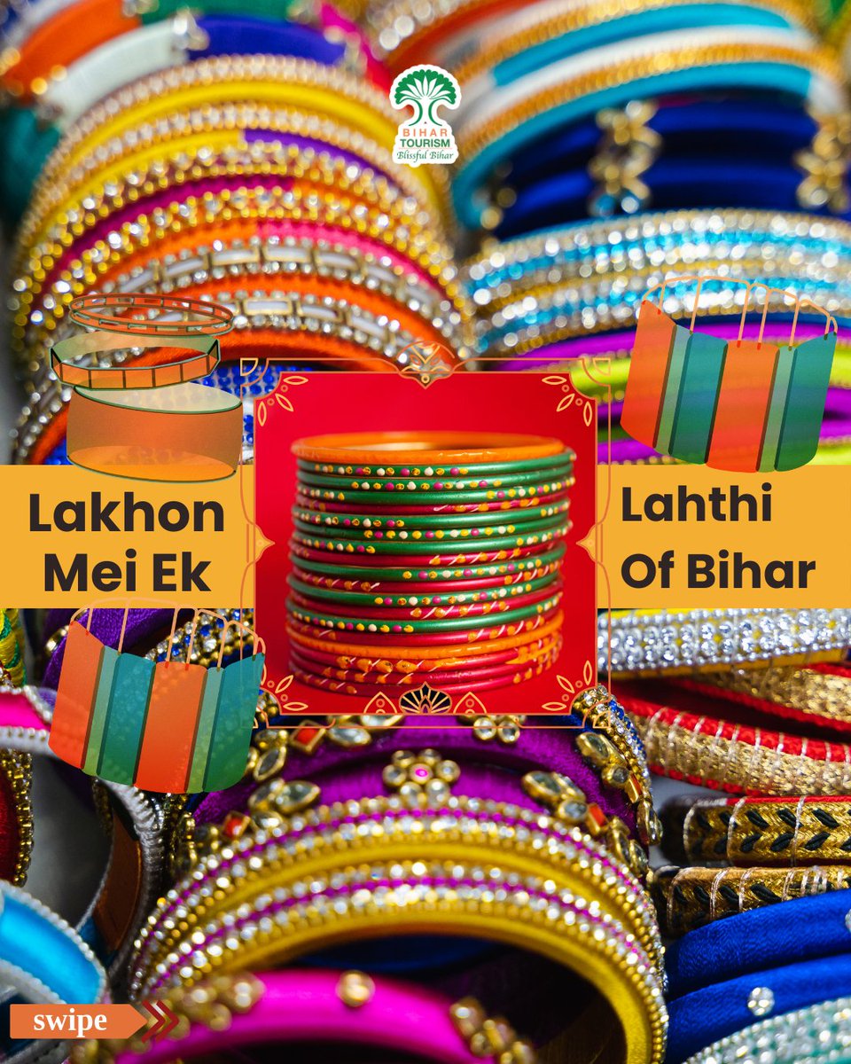 TourismBiharGov's tweet photo. Decorated with mirrors and sequins, these bangles are not just ornaments, they reflect the beauty of Bihar’s art, culture, and traditions.
#Bangles #LacBangles #TraditionalJewelry #Craftsmanship #IndianArt #BangleLove #JewelryDesign #FashionAccessories #DesiStyle #HandmadeJewelry #biharcraft #Biharart
@incredibleindia @tourismgoi @MLARajuSingh