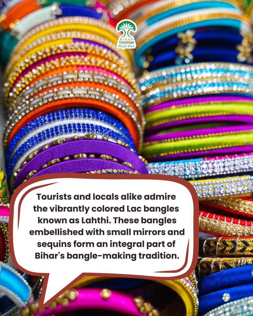 TourismBiharGov's tweet photo. Decorated with mirrors and sequins, these bangles are not just ornaments, they reflect the beauty of Bihar’s art, culture, and traditions.
#Bangles #LacBangles #TraditionalJewelry #Craftsmanship #IndianArt #BangleLove #JewelryDesign #FashionAccessories #DesiStyle #HandmadeJewelry #biharcraft #Biharart
@incredibleindia @tourismgoi @MLARajuSingh