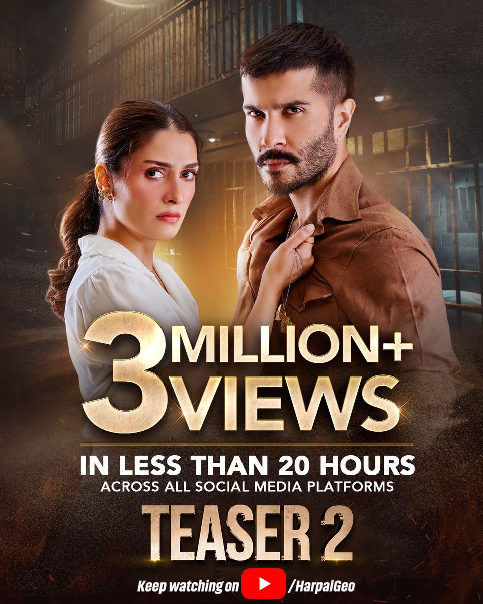 7thskybiz's tweet photo. In less than 20 hours, the second teaser of #Humraaz has surpassed 3 million views across all social media platforms! Thank you for the incredible love and support! 💖

Watch the second teaser now, only on Har Pal Geo’s YouTube channel!

#7thSkyEntertainment #GeoEntertainment #HarPalGeo #GeoTV #AbdullahKadwani #AsadQureshi #FarooqRind #MisbahNousheen #FerozeKhan #AyezaKhan