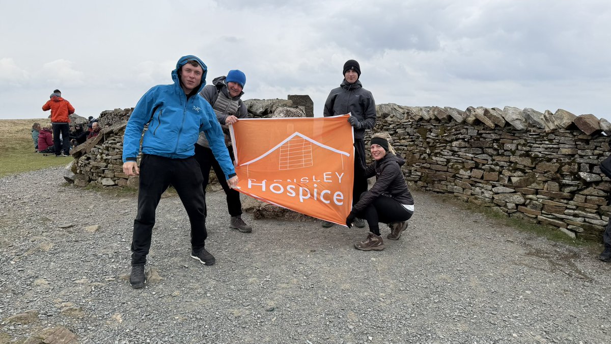 VickyStead's tweet photo. So proud of us!  Memories to last a lifetime.  The best and worst experience ever!  But so glad we’ve done it ✔️ 
We’ve raised over £1k for @BarnsleyHospice which is what it’s all about, thank you so much for supporting us and donating 🧡
#yorkshirethreepeakschallenge https://t.co/1aDPKMwtjH