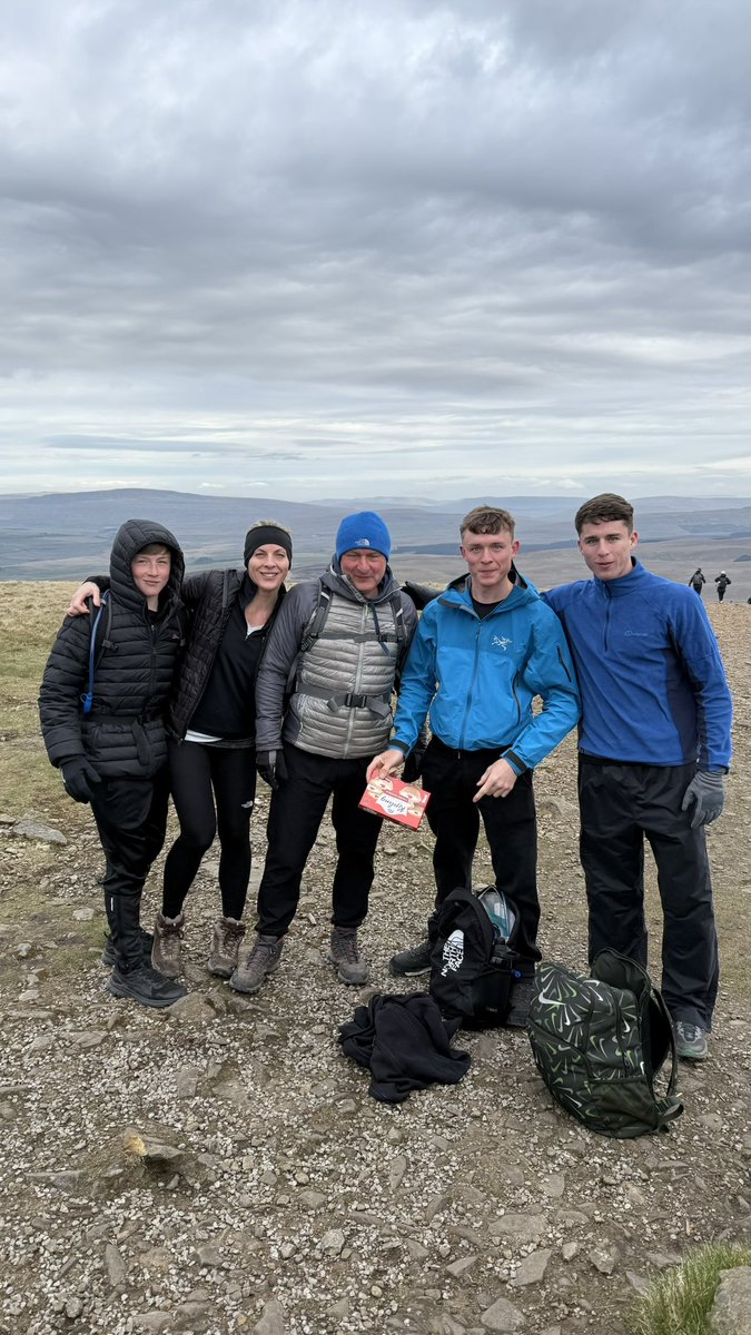 VickyStead's tweet photo. So proud of us!  Memories to last a lifetime.  The best and worst experience ever!  But so glad we’ve done it ✔️ 
We’ve raised over £1k for @BarnsleyHospice which is what it’s all about, thank you so much for supporting us and donating 🧡
#yorkshirethreepeakschallenge https://t.co/1aDPKMwtjH
