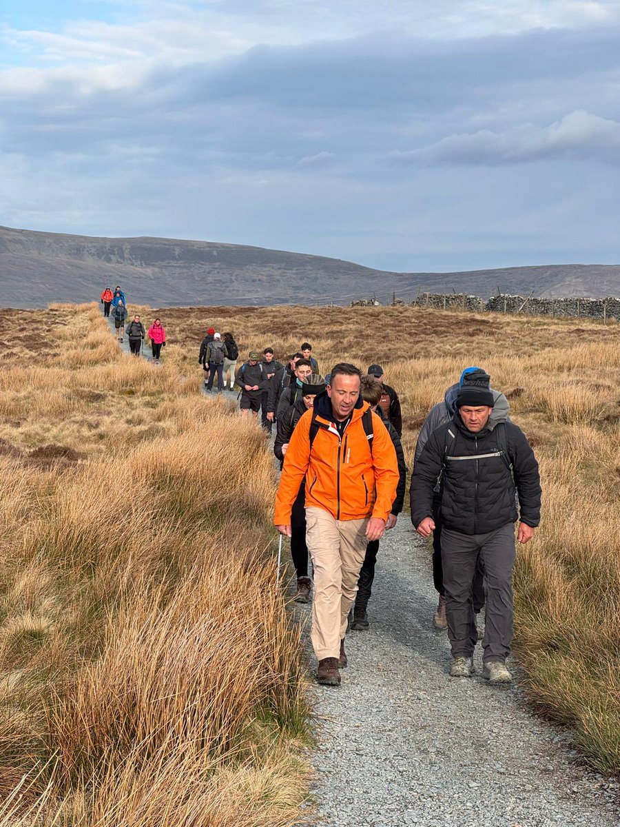 VickyStead's tweet photo. So proud of us!  Memories to last a lifetime.  The best and worst experience ever!  But so glad we’ve done it ✔️ 
We’ve raised over £1k for @BarnsleyHospice which is what it’s all about, thank you so much for supporting us and donating 🧡
#yorkshirethreepeakschallenge https://t.co/1aDPKMwtjH