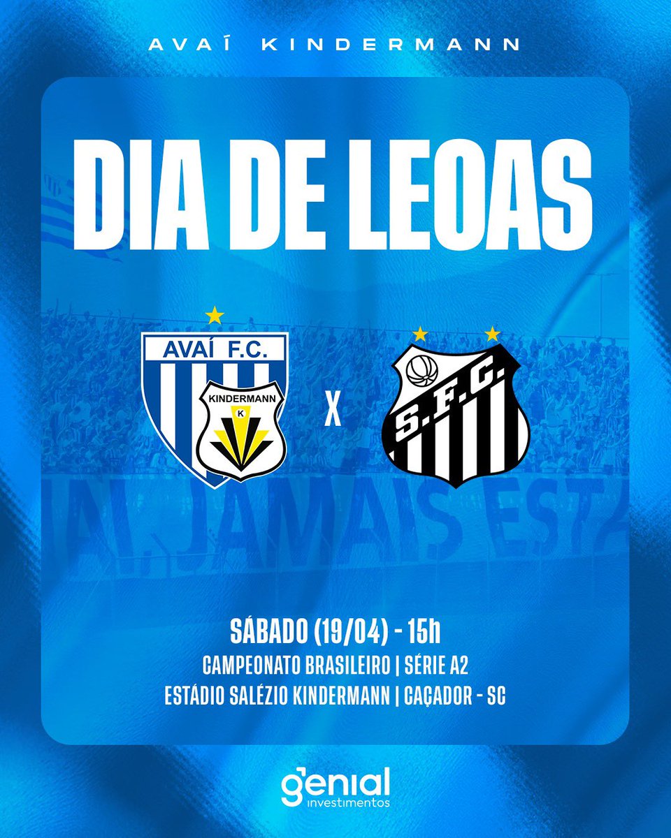 Avaí/Kindermann (@avaikindermann) on Twitter photo 🦁💪 HOJE É DIA DE LEOAS NO BRASILEIRÃO A2!
⚽ <a href="/AvaiKindermann/">Avaí/Kindermann</a> x <a href="/SereiasDaVila/">Sereias da Vila</a>
⏰ 15h
🏟 Estádio Salézio Kindermann
📺 A partida será transmitida no canal oficial do Avaí Play, no Youtube:
bit.ly/3GfMCWp
#VamosLeoas 🦁💪 HOJE É DIA DE LEOAS NO BRASILEIRÃO A2!
⚽ <a href="/AvaiKindermann/">Avaí/Kindermann</a> x <a href="/SereiasDaVila/">Sereias da Vila</a>
⏰ 15h
🏟 Estádio Salézio Kindermann
📺 A partida será transmitida no canal oficial do Avaí Play, no Youtube:
bit.ly/3GfMCWp
#VamosLeoas