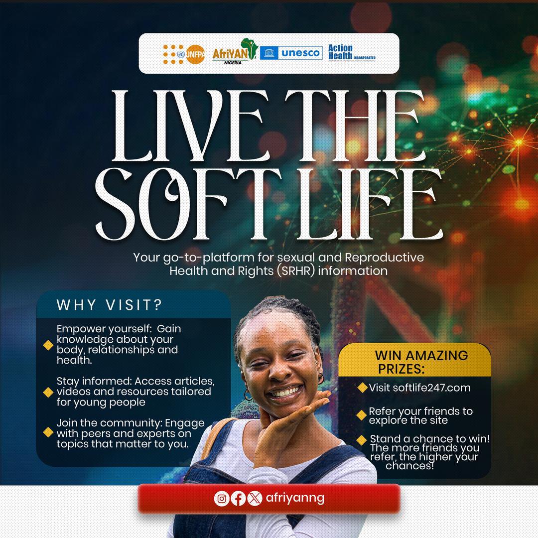 Live The Soft Life!
Your safe space for real, youth-friendly info on SRHR, life skills, relationships, consent &amp; more.
No shame. No pressure. Just real talk.
Start living on your own terms.
Visit: softlife247.com
