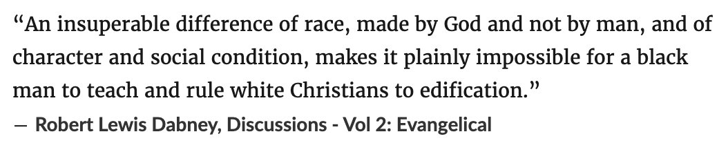 R.L. Dabney's systematic theology textbook became a Reformed &amp; Presbyterian standard. His views also gained traction in Christian classical schools &amp; homeschooling, largely due to Doug Wilson's frequent promotion of RLD. Below, Dabney explains a "proper" evangelical worldview.