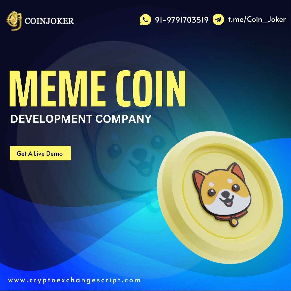 coinjoker_tech's tweet image. Ready to Ride the Meme Coin Wave? 

Turn laughs into lucrative assets with your very own Meme Coin! 

Let the memes pay off. Start your Meme Coin journey today! &amp;gt;&amp;gt; bit.ly/3G0wrvO

#MemeCoinDevelopment #CryptoTrends #TokenDevelopment #BlockchainHumor #CryptoMemeMagic