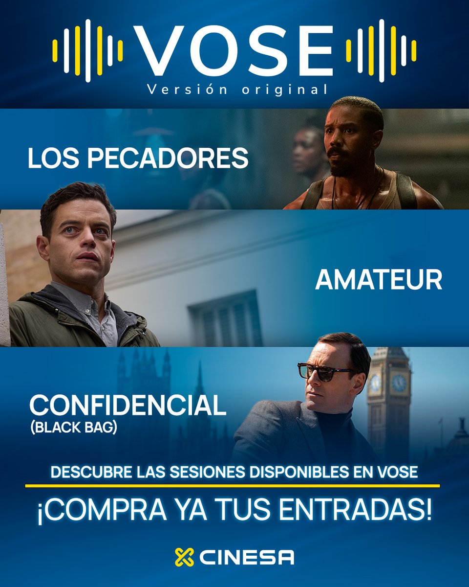 Cinesa's tweet image. Los mejores estrenos te esperan en #VOSE en #Cinesa 🎬
Descubre las sesiones disponibles 👉 ow.ly/B63850VCgnc