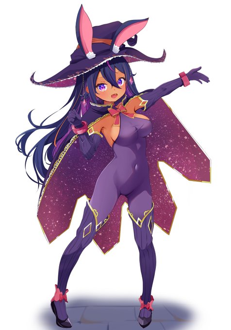 褐色うさ耳ロリ巨乳魔女っ娘です 昨日の配信でセルフ添削したイラスト