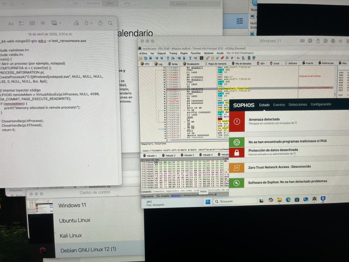 torrescrack's tweet photo. Detectando API Hook para hacer bypass al EDR 
#hackingmexico https://t.co/sPZnr9raQM