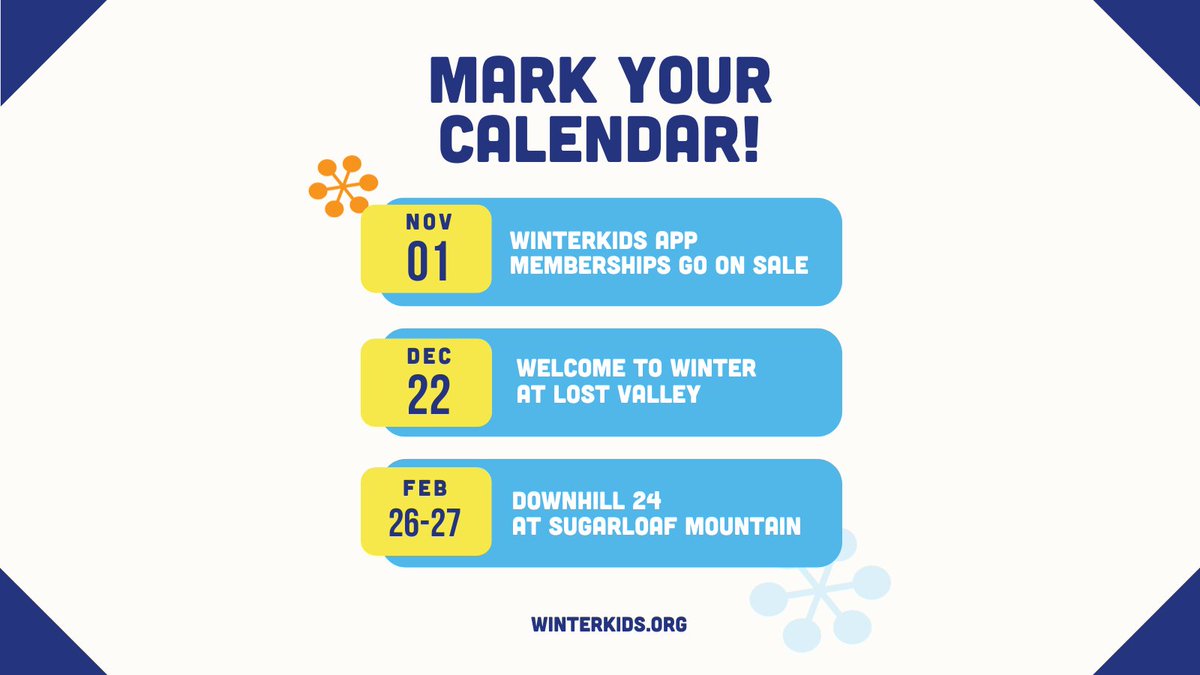 It may be mud season, but winter dreams are never far away!

Mark your calendars for these WinterKids’ events happening next season:
🏔️ WinterKids App Memberships on sale: 11/1
⛷️ Welcome to Winter: 12/22
🎿 Downhill 24: 2/26-2/27/26

#WinterKids #MaineEvents #KidsOutside