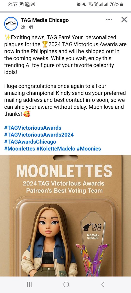 joR22359Rodillo's tweet photo. Grabe nkaka Proud naman nito.Thank u so much @tagmediachicago 
#Moonies 
#moonlette https://t.co/z5Lmy6AHId
