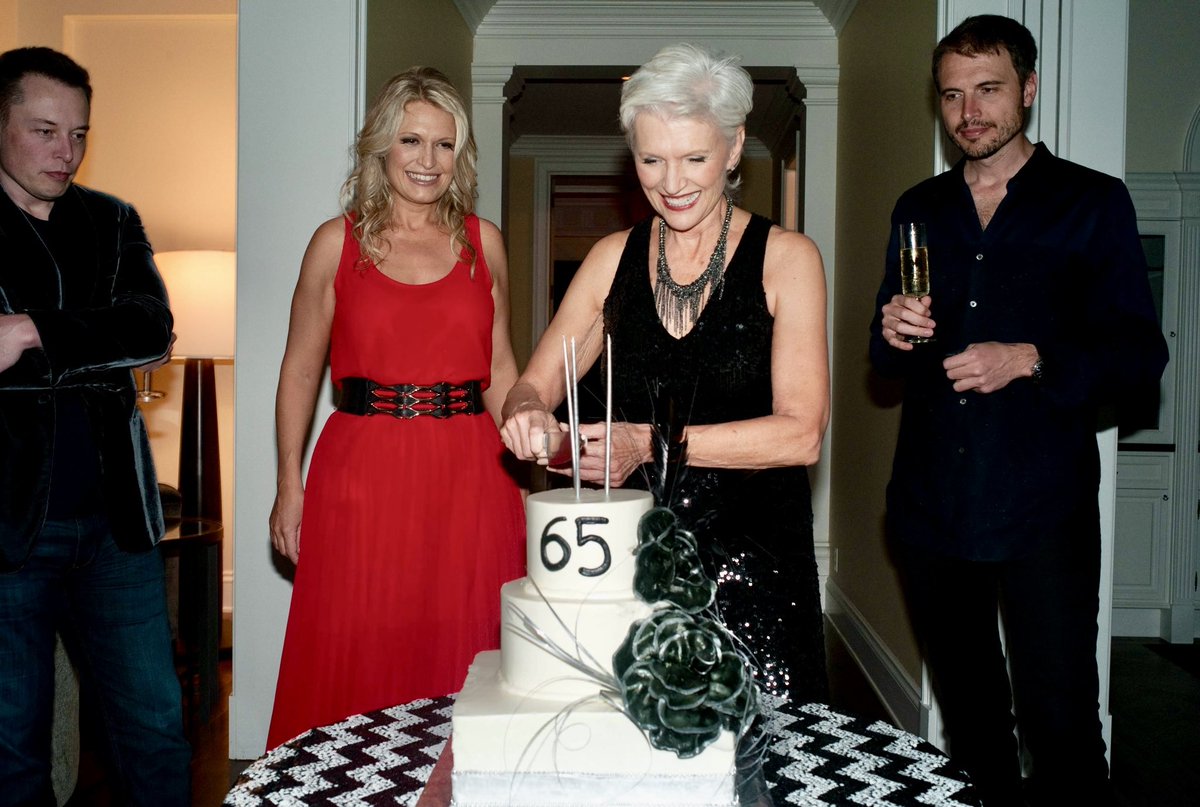 mayemusk's tweet image. 🎶 It’s my birthday 🎶🎂🤩
Every five years, my children give me a huge party. 
Photos from 70, 65, 60, 55, 50 
My hashtag is now:
#ItsGreatToBe77 🎉🎉