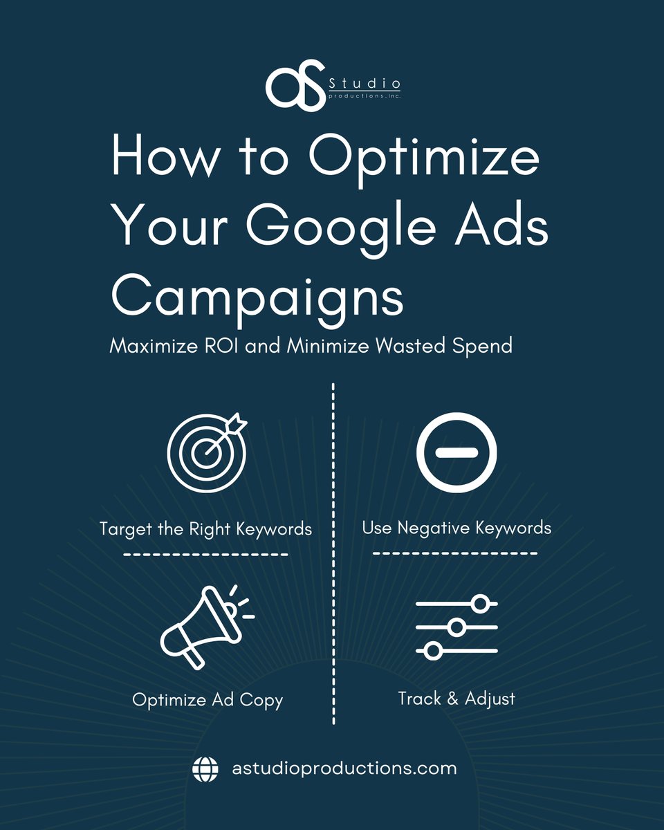 astudiopro's tweet image. 💡 How to Optimize Your Google Ads Campaigns – Maximize ROI and Minimize Wasted Spend! 🚀
➡️ astudioproductions.com/contact-us
#GoogleAds #AdOptimization #MarketingTips #DigitalMarketing #ROI #Astudio #PPC #BusinessGrowth