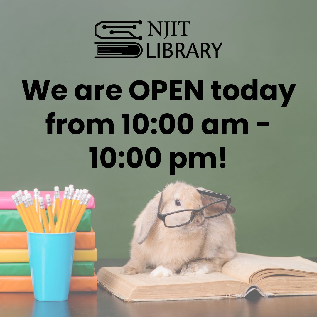 NJITLibrary's tweet image. Have no fear, Highlanders! We are OPEN today from 10:00 am - 10:00 pm! 

#studysession #open #njitlibrary