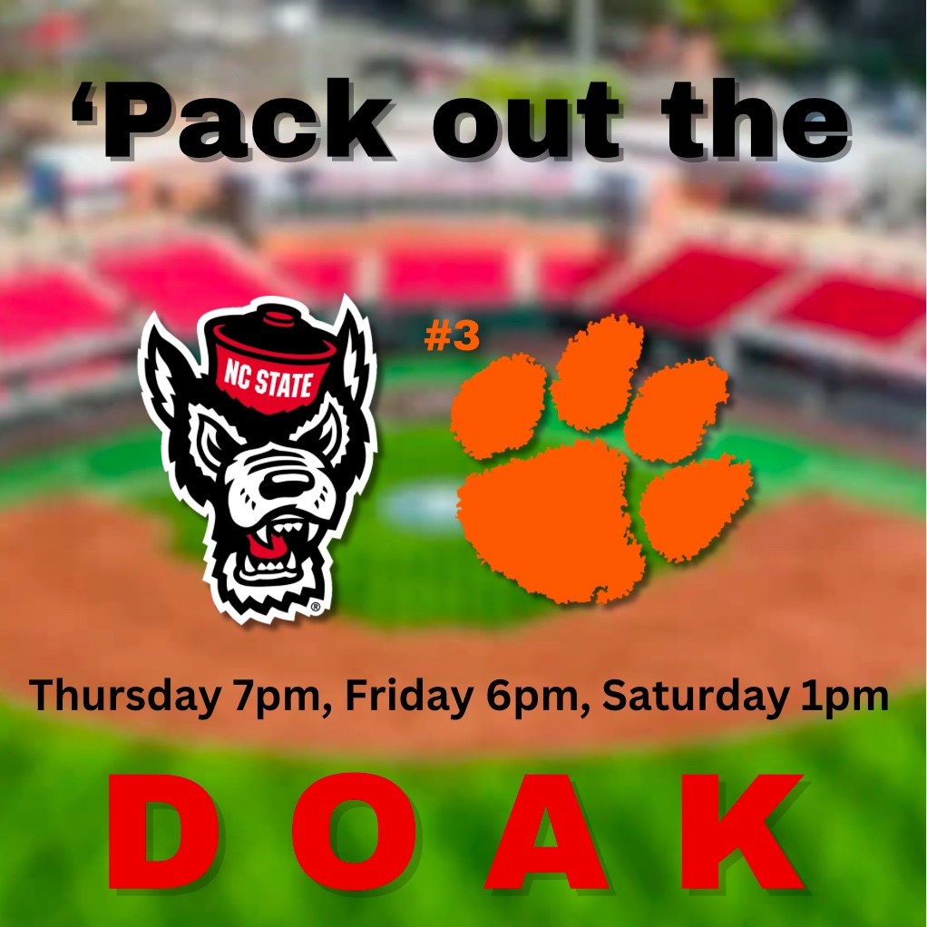 This upcoming weekend at the Doak, we’ve got a big one…

We take on #3 Clemson

If we wanna host we’ve gotta have this one. We need to make the Doak the toughest place the Tigers have had to play.

You (YEAH YOU READING THIS) need to be there. Retweet to spread the word.