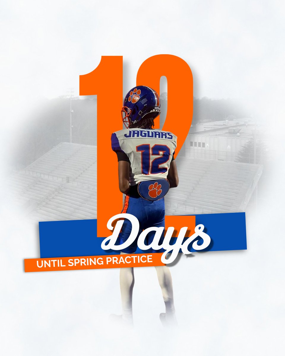 🐆🏈Almost that time! Just 12 days until spring football practice kicks off! Can’t wait to see the team come together and start preparing for an amazing season. Jags OFFICIALLY begin spring practice May 1st. #GoJags #OneCedar #RestoreTheRoar