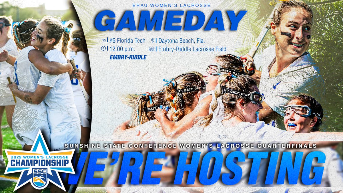 WAKE UP WAKE UP!!! It's <a href="/D2SSC/">Sunshine State Conference</a> Tournament time‼️

📍 Daytona Beach, Fla.
🏟️ Embry-Riddle Lacrosse Field 
⏰ 12:00 p.m. 
🆚 #6 Seed | <a href="/FloridaTechWLAX/">Florida Tech WLAX</a> 
📈 statbroadcast.com/events/statbro…
🔗 sunshinestateconference.tv/erauathletics/

#GoERAU // #DaytonasHometownTeam // #MakeItYours
