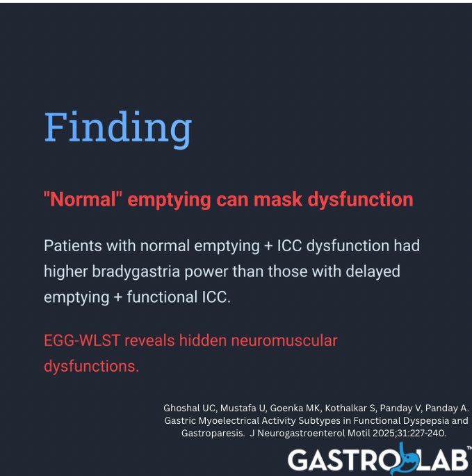 ajitkolatkar's tweet photo. New Paradigm in Motility Diagnostics
Patients were classified using 2 physiological axes. 

Together, they reveal 4 actionable phenotypes—each linked to distinct symptoms &amp; treatment paths.
 #Gastroparesis #FunctionalDyspepsia #MotilityDisorders #PrecisionGI #GIInnovation
(3/n) https://t.co/3Gjg9vuED1