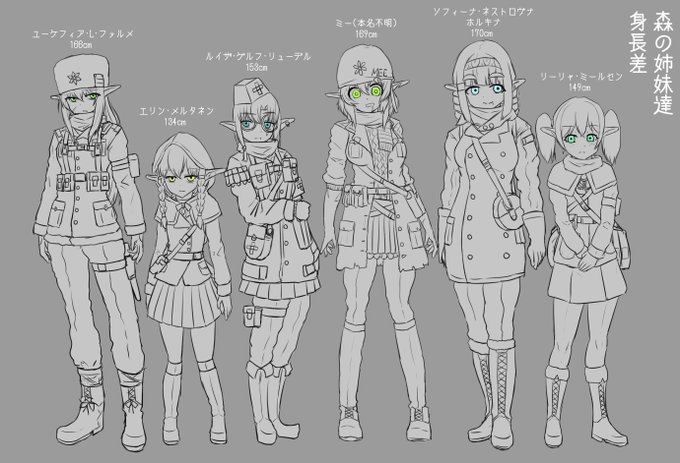 武装エルフらくがき
森の姉妹達の身長差 