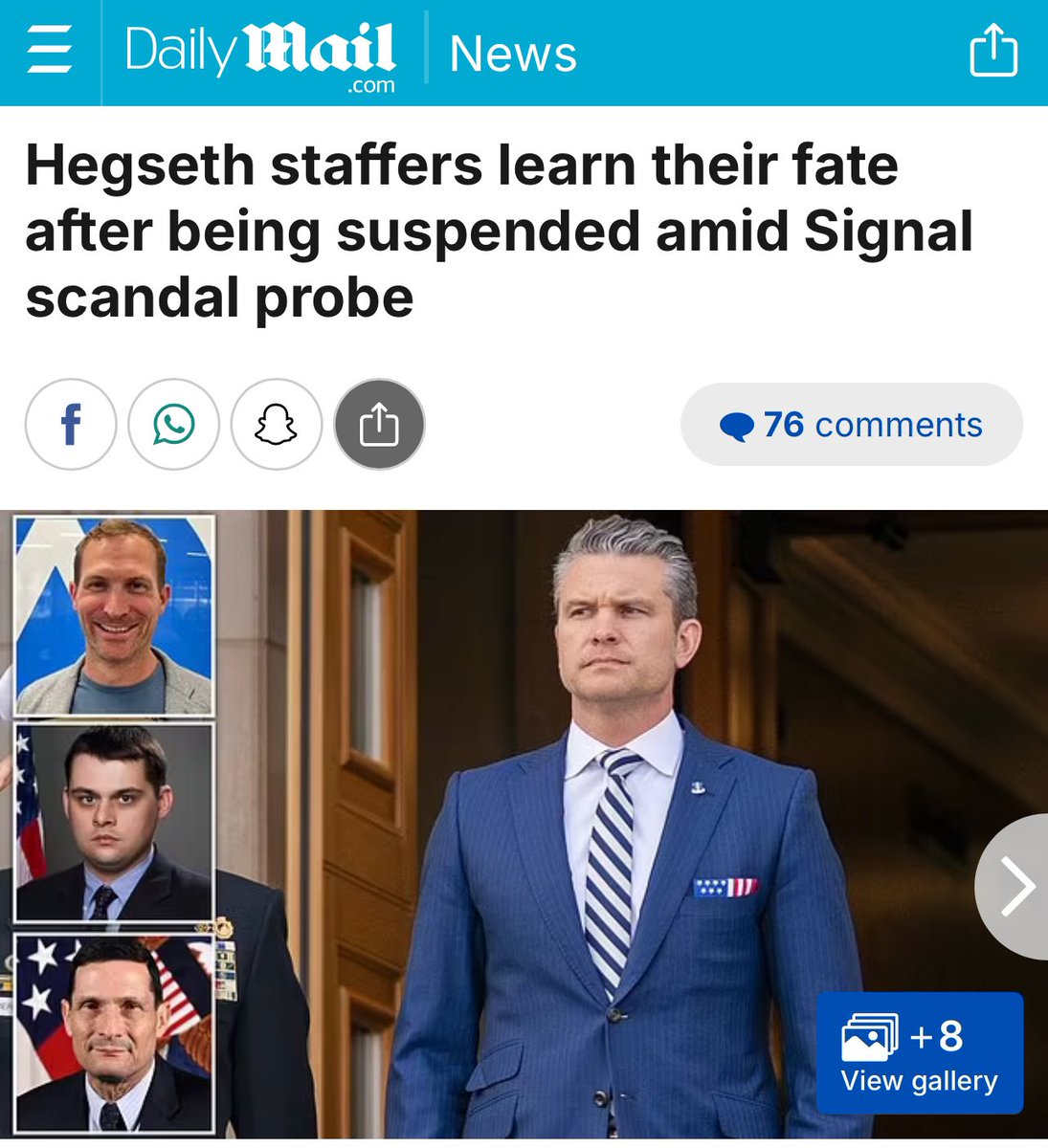 dotconnectinga's tweet image. The three top staffers for Defense Secretary Pete Hegseth who were suspended as part of the Signal group chat investigation have each been terminated.
Darin Selnick, the Pentagon's deputy chief of staff, and Dan Caldwell - a senior adviser to Defense Secretary Pete Hegseth,…