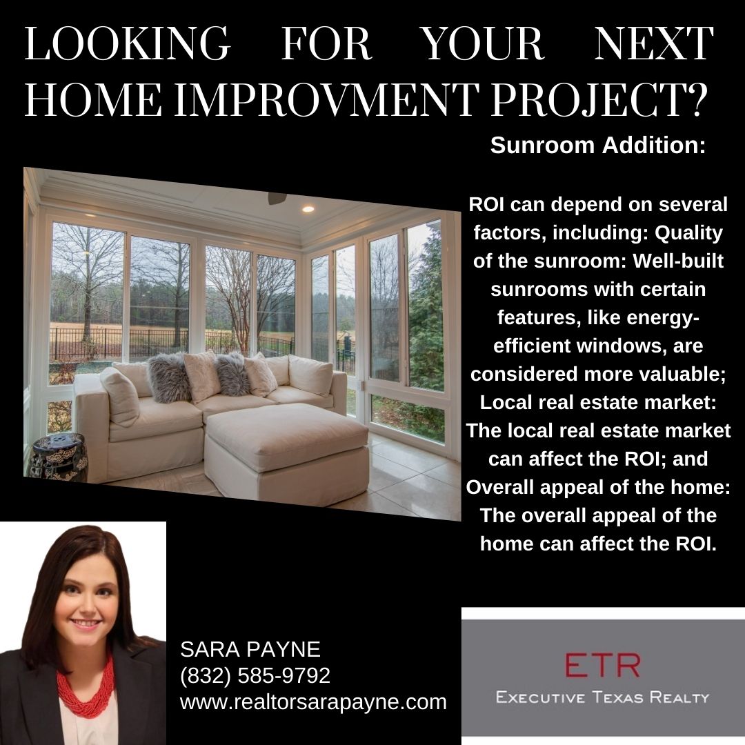 RealtorSaraPay1's tweet photo. ☀️✨ Enjoy the outdoors without leaving home with a beautiful sunroom addition. 

@Realtor Sara Payne  

#Sunroom #HomeImprovement #ETR #txrealtor #realtorsarapayne #ExecutiveTexasRealty https://t.co/mV7Z7mxSwG