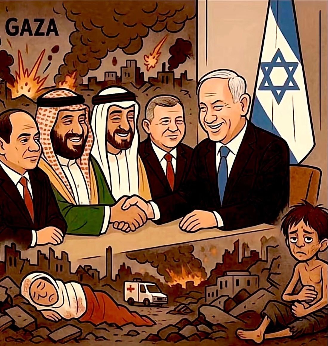 وفي الوقت الذي تُصافح فيه الأيادي فوق الطاولة... تُزهق الأرواح تحتها. غزة تنزف، وأطفالها وحدهم يواجهون الموت بصمت. التاريخ لن ينسى، والضمير الحي لا يساوم.
#الوحدة_السوداء