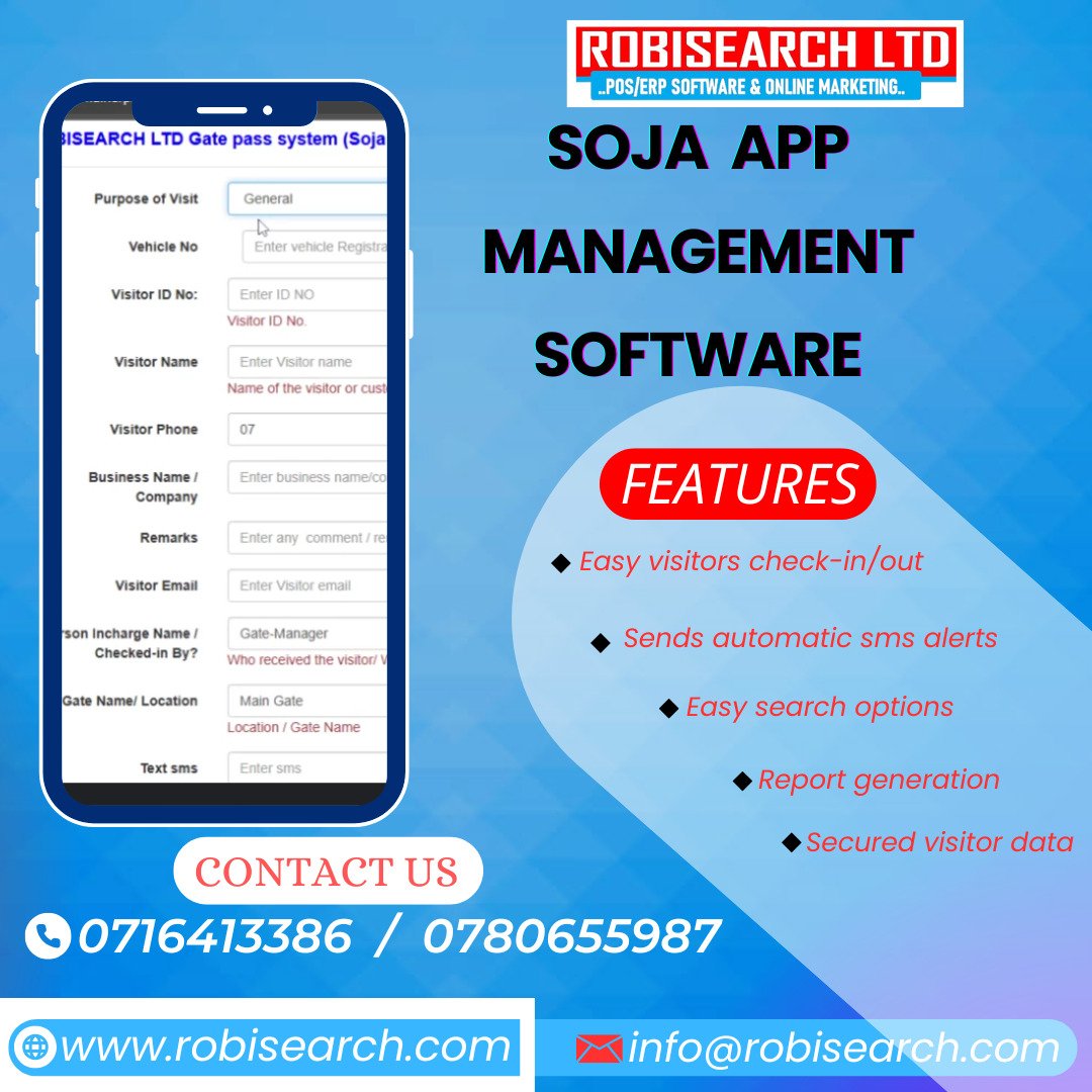Chalis (@_ghost254) on Twitter photo Manage your visitors lwith the SOJA App from Robisearch Ltd
.Easy checkin/out
.safe data storage
For more info Call:0716413386 or 078065598
<a href="/RobisearchICT/">ICT SOLUTIONS KE</a> has made management easier
👉robisearch.com/2025/03/28/125…
matiangi maraga Good friday everton #RobisearchICTSolutions Manage your visitors lwith the SOJA App from Robisearch Ltd
.Easy checkin/out
.safe data storage
For more info Call:0716413386 or 078065598
<a href="/RobisearchICT/">ICT SOLUTIONS KE</a> has made management easier
👉robisearch.com/2025/03/28/125…
matiangi maraga Good friday everton #RobisearchICTSolutions