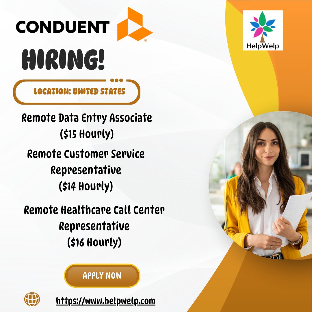 JobFromHomeGuid's tweet photo. #conduent is #hiring

Remote Data Entry Associate ($15 Hourly)
Remote Customer Service Representative ($14 Hourly)
Remote Healthcare Call Center Representative ( $16 Hourly)

#workfromhome #workathome #remotejobs #helpwelp #dataentry #customerservice #healthcarejobs https://t.co/klAyU1vezl