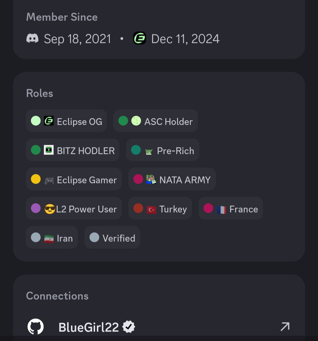 BlueGirl_NFT's tweet photo. Mined some $BITZ and bought more from @orca_so to grab the Holder role. Got the role now If you're a $BITZ holder, just hop on Discord, connect your wallet and claim the role from the Matrica_verify channel. 🚀 #BITZ #Ecliose @EclipseFND  @bitzcto https://t.co/JyFxMtHCfx