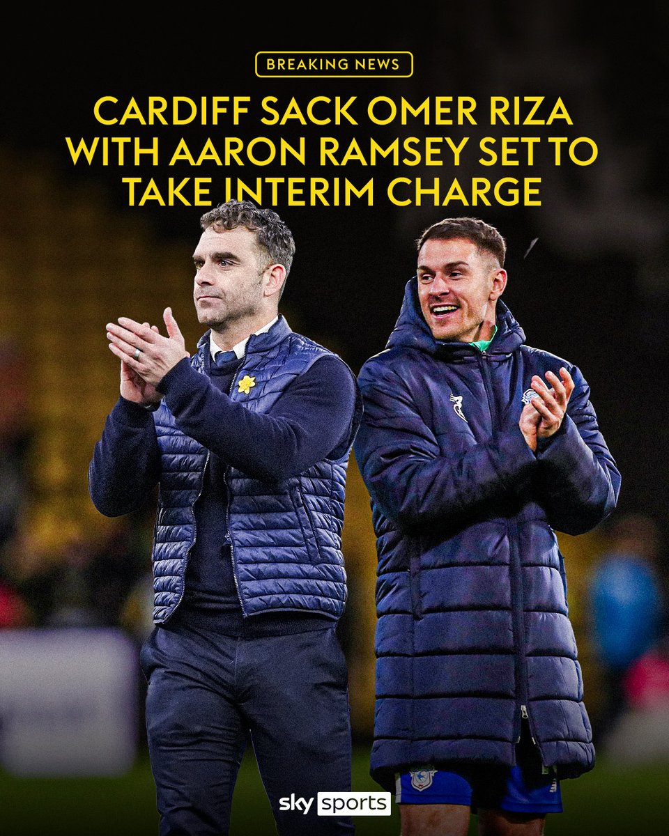 BREAKING: Cardiff City sack manager Omer Riza with Aaron Ramsey to take charge for the remaining three games of the Championship season 🚨

The Bluebirds are second-bottom and one point from safety🔵