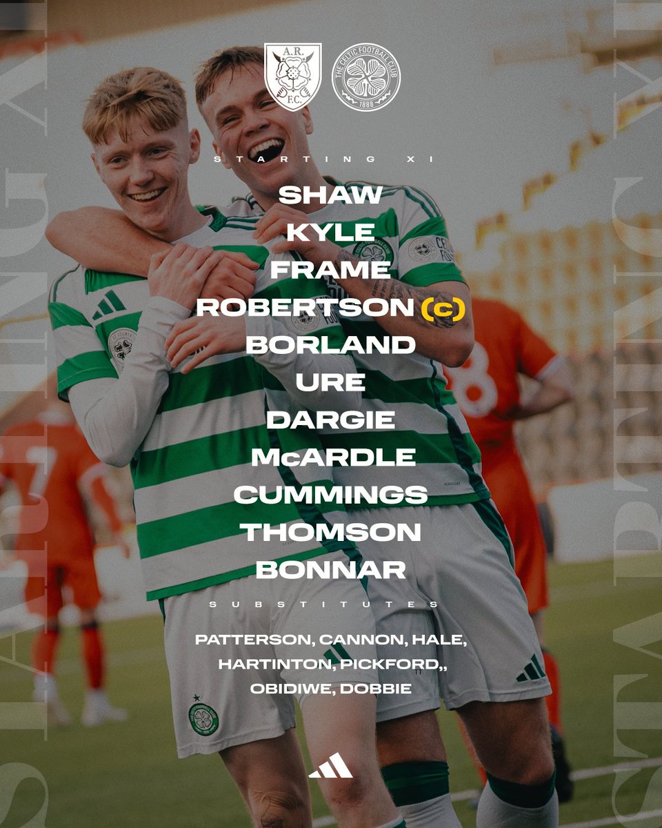 Team news from Cliftonhill 🟢⚪️

Here is how the young Hoops line-up for their final league fixture of the campaign 🔢⤵️

#ALBCEL | #CelticFC🍀