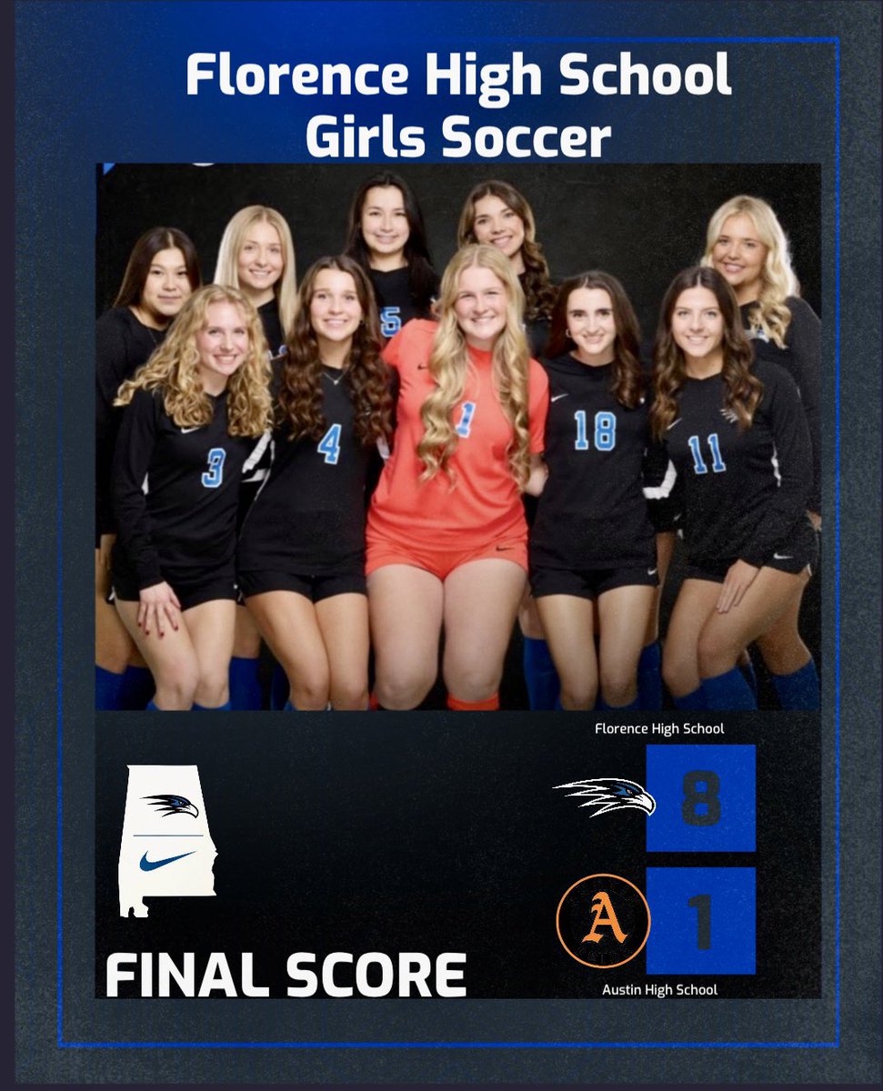 Florence High School Girls Soccer
Final Score•4/18

Florence -8
Austin-     1

#GoFalcons #WeAreFalcons