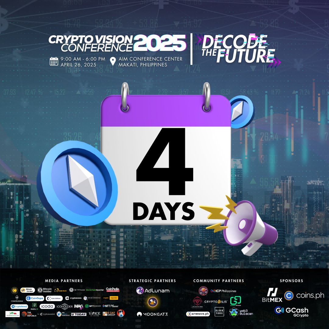 museigen_io's tweet image. 4 days to go until CVCPH2025 

Bringing crypto visionaries, creators &amp;amp; curious minds under one roof.

You’ll want to be in this room.

Claim your FREE seat here 👉 lu.ma/qeul0o29

#CryptoVision2025 #BlockchainPH #MakatiPH