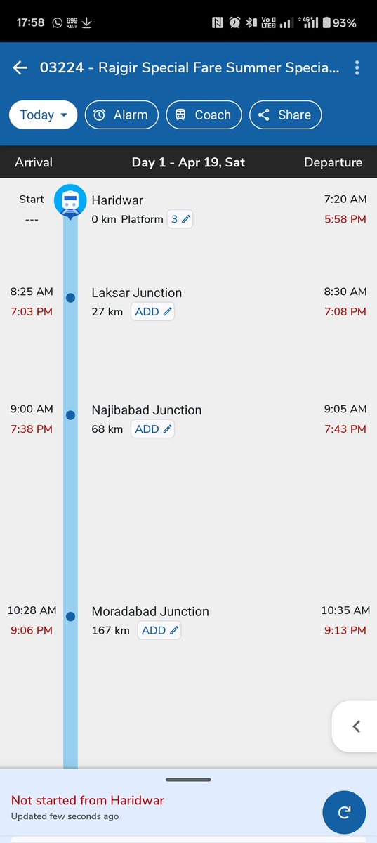premu0007's tweet photo. @RailMinIndia @RailwayNorthern dear indian  Railways what is special about these special trains?

Before even starting its origin it is 12 hours late? https://t.co/VtIObFHeea