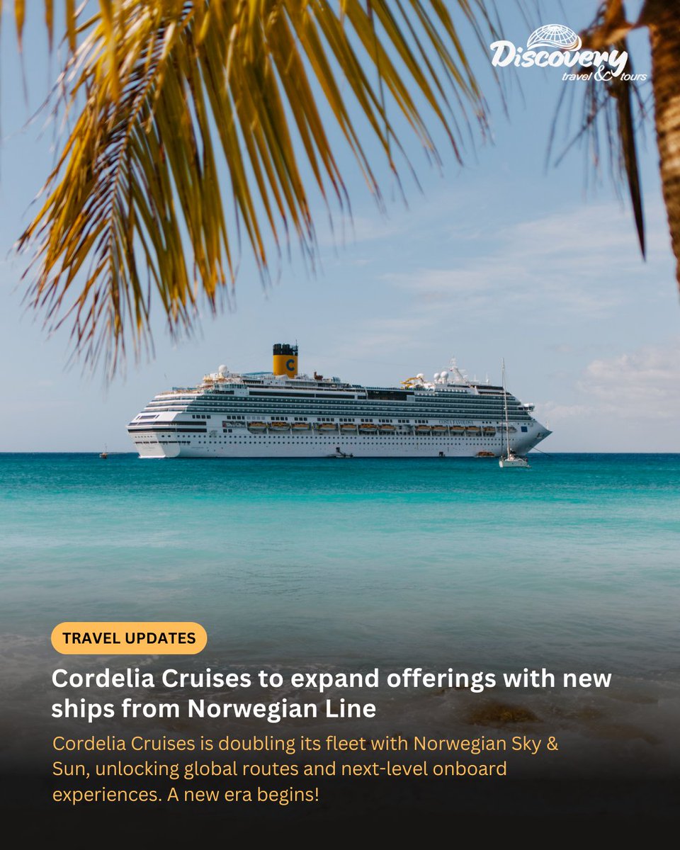 MotiMustafa's tweet photo. Cordelia Cruises expands with 2 new ships! 🌊 More routes, next-level luxury. Book with Discovery Travel and Tours! 🚢
#CruiseIndia #CordeliaCruises #TravelUpdate #DiscoveryTravelAndTours #LuxuryTravel #ExploreMore #NorwegianLine https://t.co/WuUdMkaqqJ