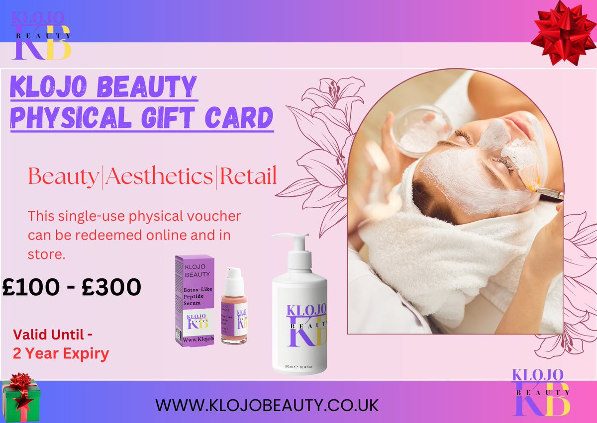 Grab and order your Klojo Beautyy physical gift cards all available  and E-Gift cards: klojobeauty.co.uk/product/physic…