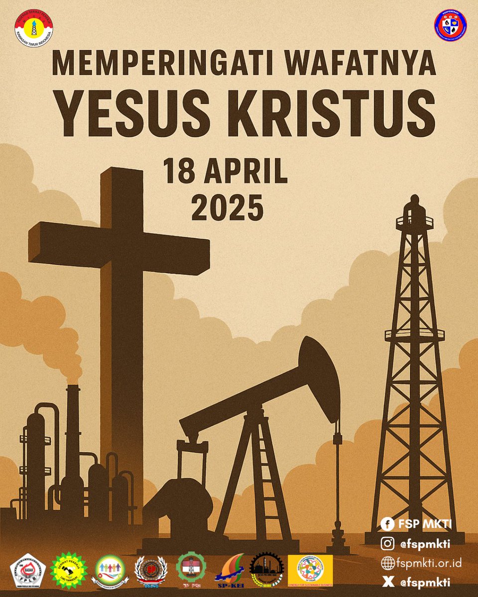 fspmkti's tweet photo. "Jumat Agung, 18 April 2025"
Dalam kesunyian salib, kita mengenang kasih pengorbanan yang tak ternilai.
Semoga semangat pengabdian dan solidaritas Kristus menjadi terang bagi seluruh pekerja, termasuk kami di industri minyak dan gas. https://t.co/PgBXeMJGqA