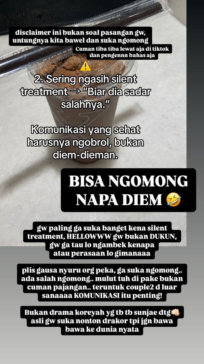 Jeee_9's tweet photo. Pendapat kalian tentang SILENT TREATMENT?🤏🏻 https://t.co/6ryNrlWaYn