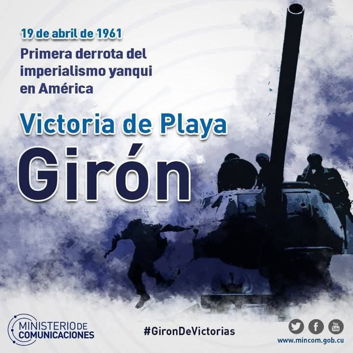 yarobyalvarez's tweet photo. Con la victoria en las arenas de Playa Girón,  #Cuba demostró al mundo su voluntad de defender con las armas el proceso revolucionario iniciado en 1 de enero de 1959.
 #64AñosDeGirón #GirónDeVictorias #ArtemisaJuntosSomosMás @CubaMined @GladysArtemisa https://t.co/94EpeXPhGD